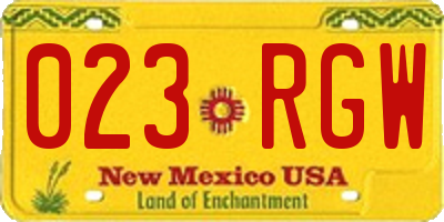 NM license plate 023RGW