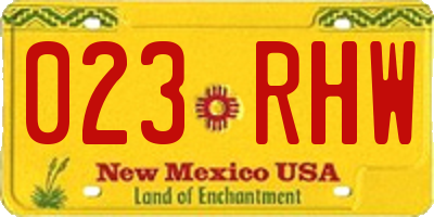 NM license plate 023RHW