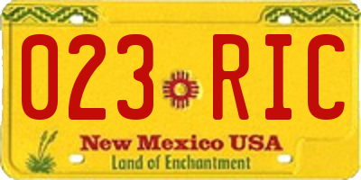 NM license plate 023RIC