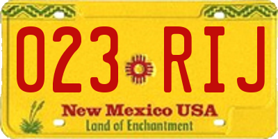 NM license plate 023RIJ