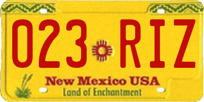 NM license plate 023RIZ