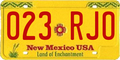 NM license plate 023RJO