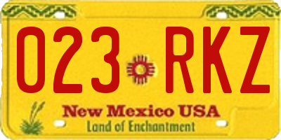 NM license plate 023RKZ