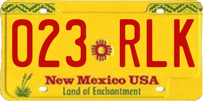 NM license plate 023RLK