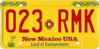 NM license plate 023RMK