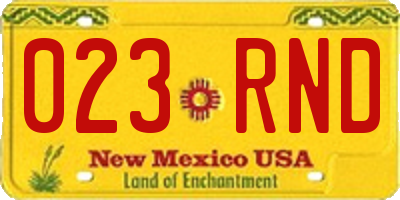 NM license plate 023RND