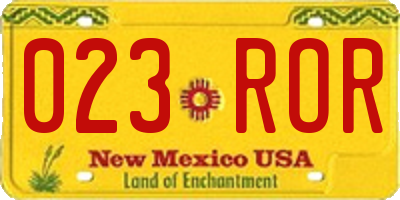 NM license plate 023ROR