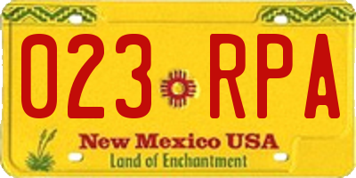 NM license plate 023RPA