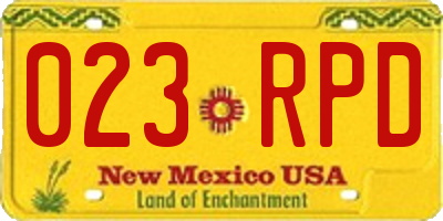 NM license plate 023RPD