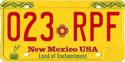 NM license plate 023RPF