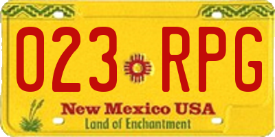 NM license plate 023RPG