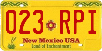 NM license plate 023RPI