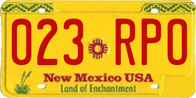 NM license plate 023RPO