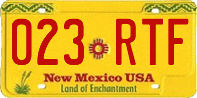 NM license plate 023RTF
