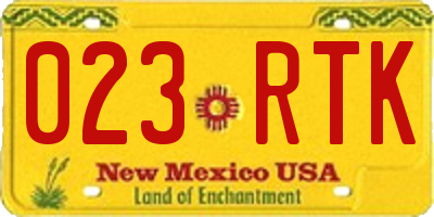 NM license plate 023RTK