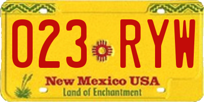 NM license plate 023RYW