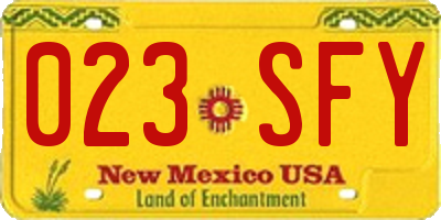 NM license plate 023SFY
