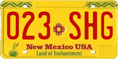 NM license plate 023SHG