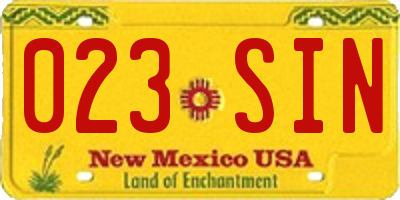 NM license plate 023SIN