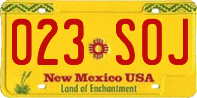 NM license plate 023SOJ