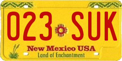 NM license plate 023SUK