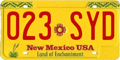 NM license plate 023SYD