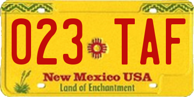 NM license plate 023TAF