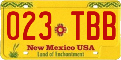 NM license plate 023TBB