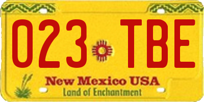 NM license plate 023TBE