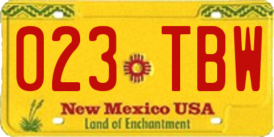 NM license plate 023TBW