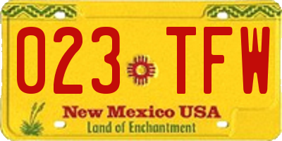 NM license plate 023TFW