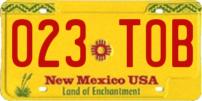 NM license plate 023TOB