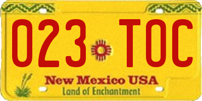 NM license plate 023TOC