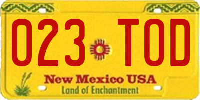 NM license plate 023TOD