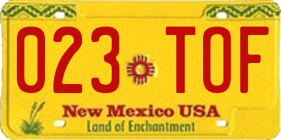 NM license plate 023TOF