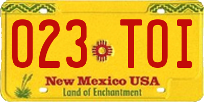 NM license plate 023TOI