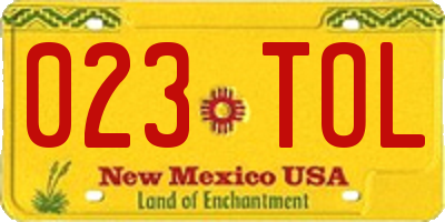 NM license plate 023TOL
