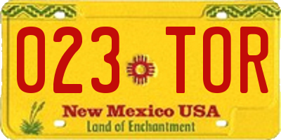 NM license plate 023TOR