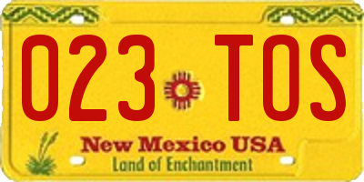 NM license plate 023TOS