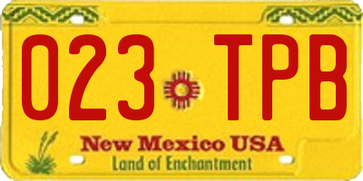 NM license plate 023TPB