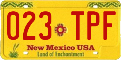 NM license plate 023TPF