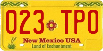 NM license plate 023TPO