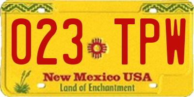 NM license plate 023TPW