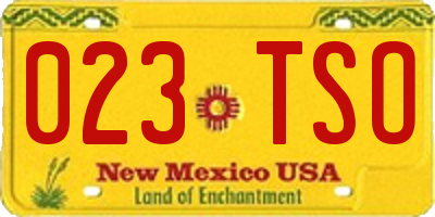 NM license plate 023TSO