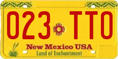 NM license plate 023TTO