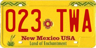 NM license plate 023TWA
