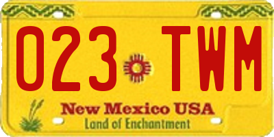 NM license plate 023TWM