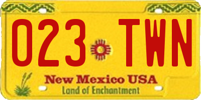 NM license plate 023TWN