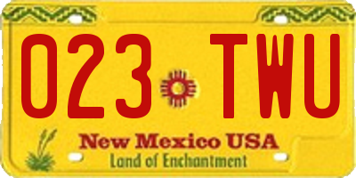 NM license plate 023TWU