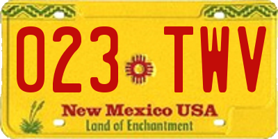 NM license plate 023TWV